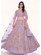 Myra Lilac Soft Net Embroidered Designer Lehenga Choli