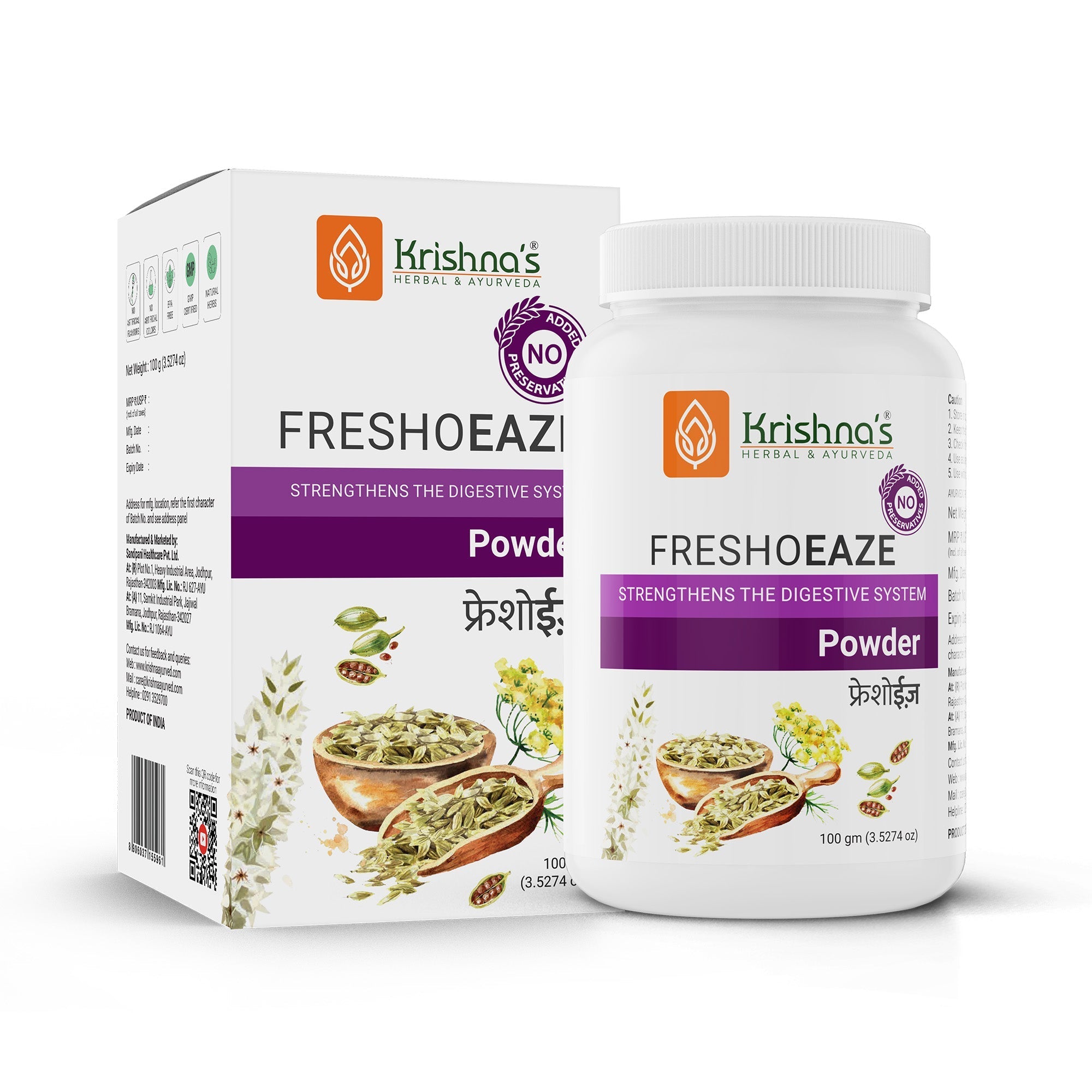 Krishna'S Herbal & Ayurveda Freshoeaze Powder - Distacart