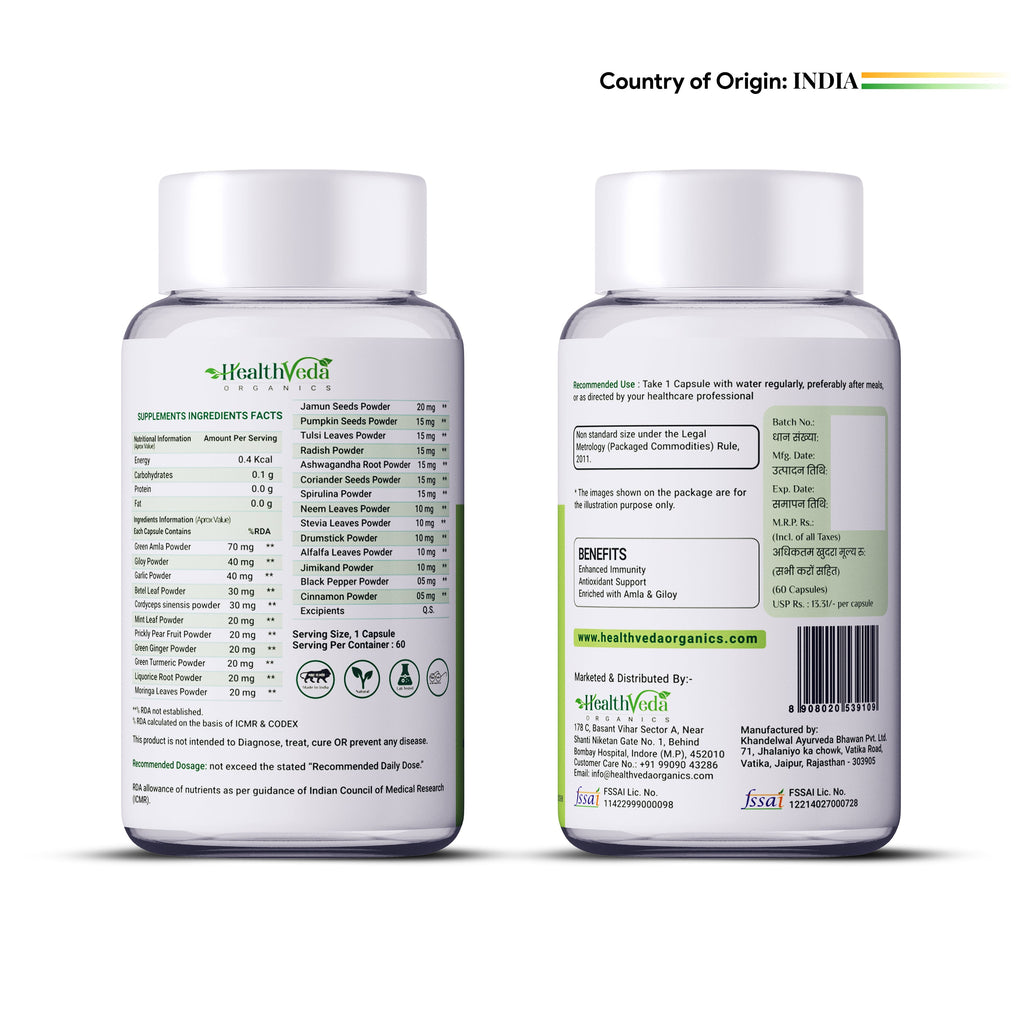 Health Veda Organics Natural Immunity Booster Capsules - Distacart