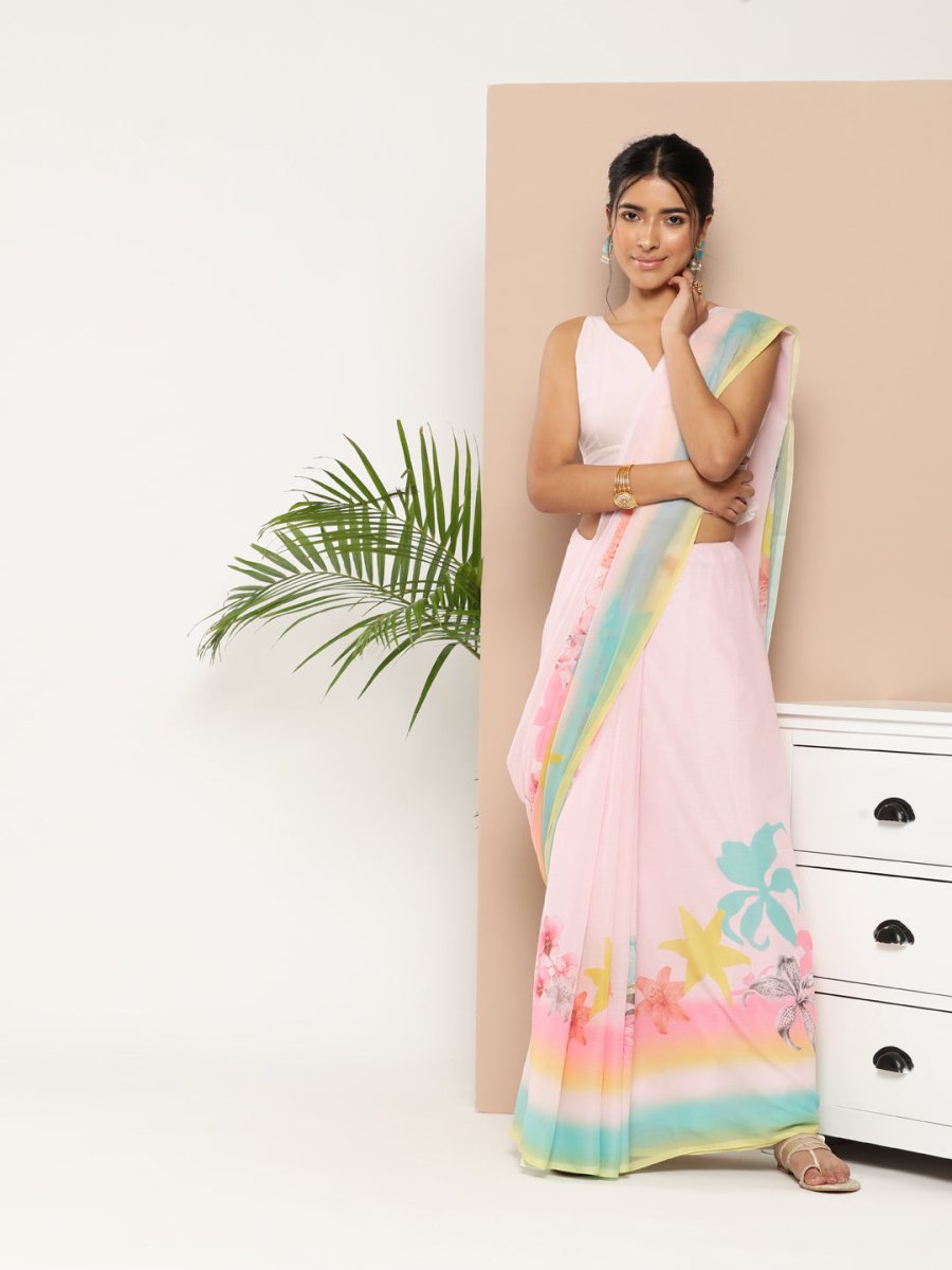 Ahalyaa Women Chiffon Floral Saree