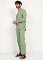 Fabmade Sage Linen Kurta Co-Ord Set - Distacart