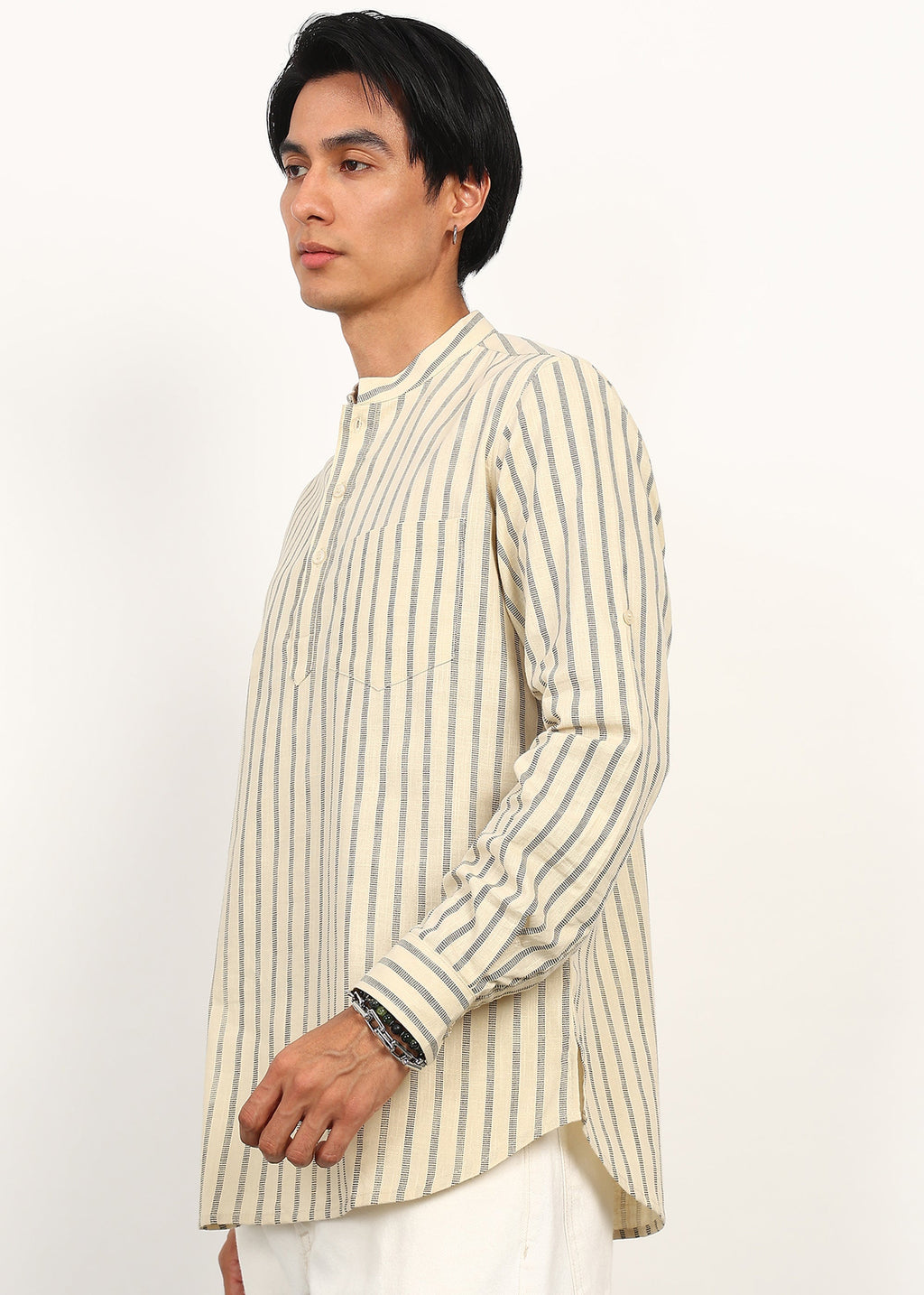 Fabmade Sandline Stripe Linen Kurta