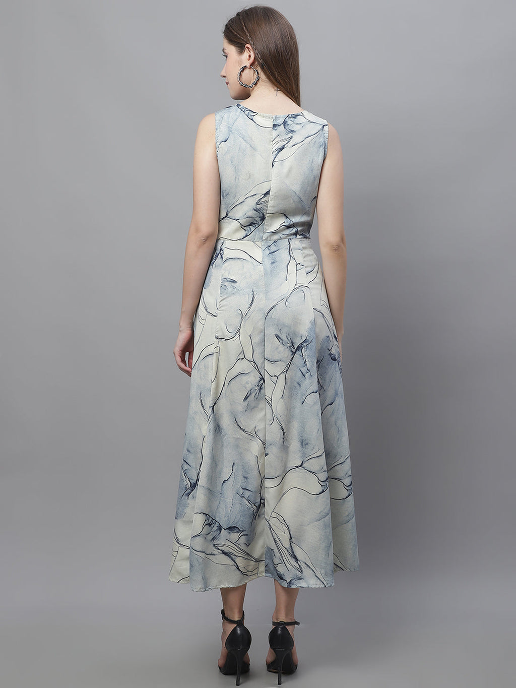 Jainish Women's Blue Printed A-Line Dresses - Distacart