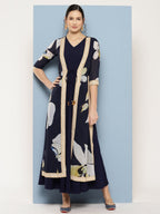 Ahalyaa Floral Printed Maxi Empire Ethnic Dress - Distacart