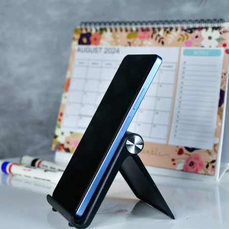 Sowpeace Trendy Adjustable Silver Tablet Stand with Black Hinges