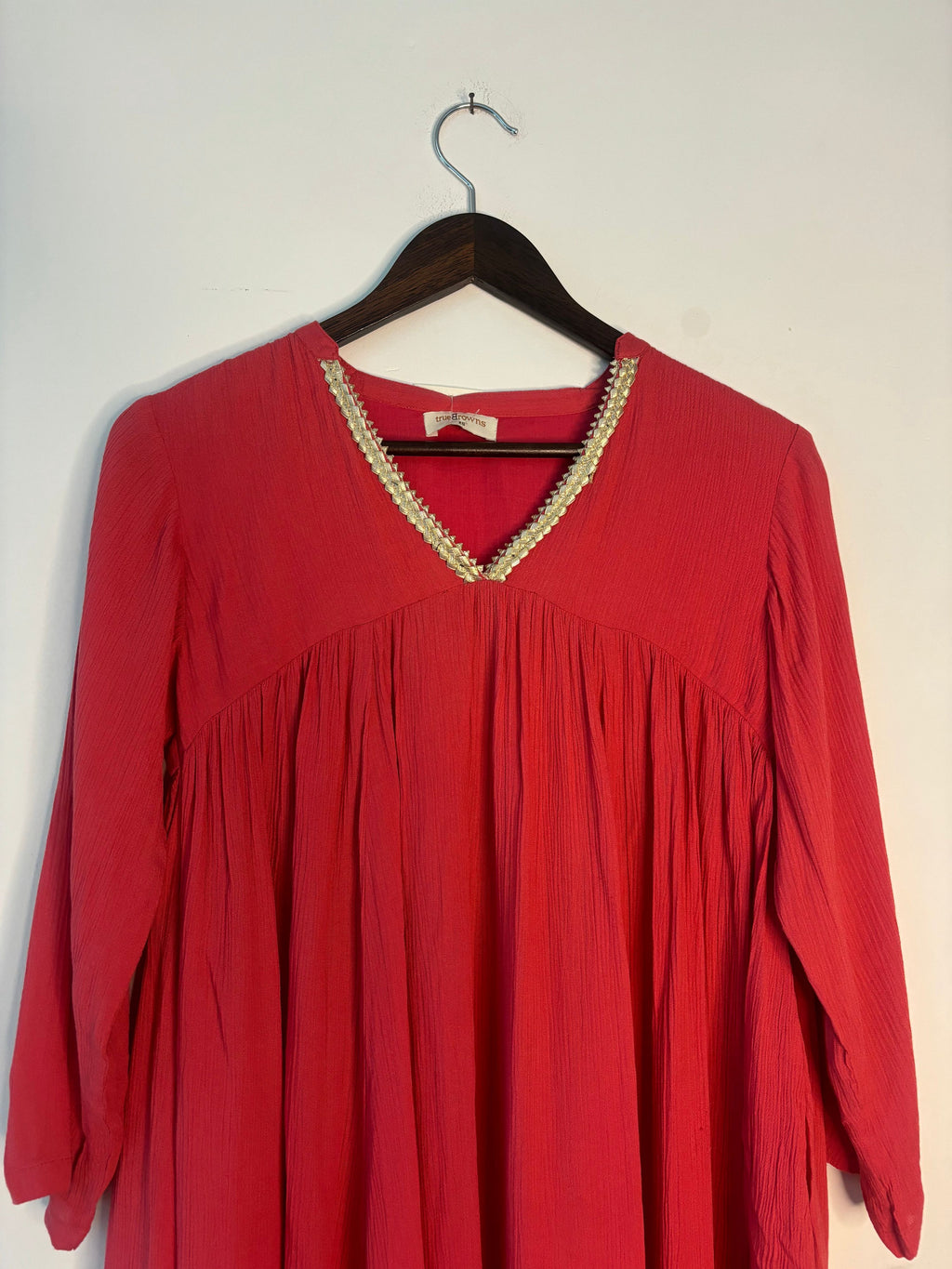 trueBrowns Peach Crinkle Top