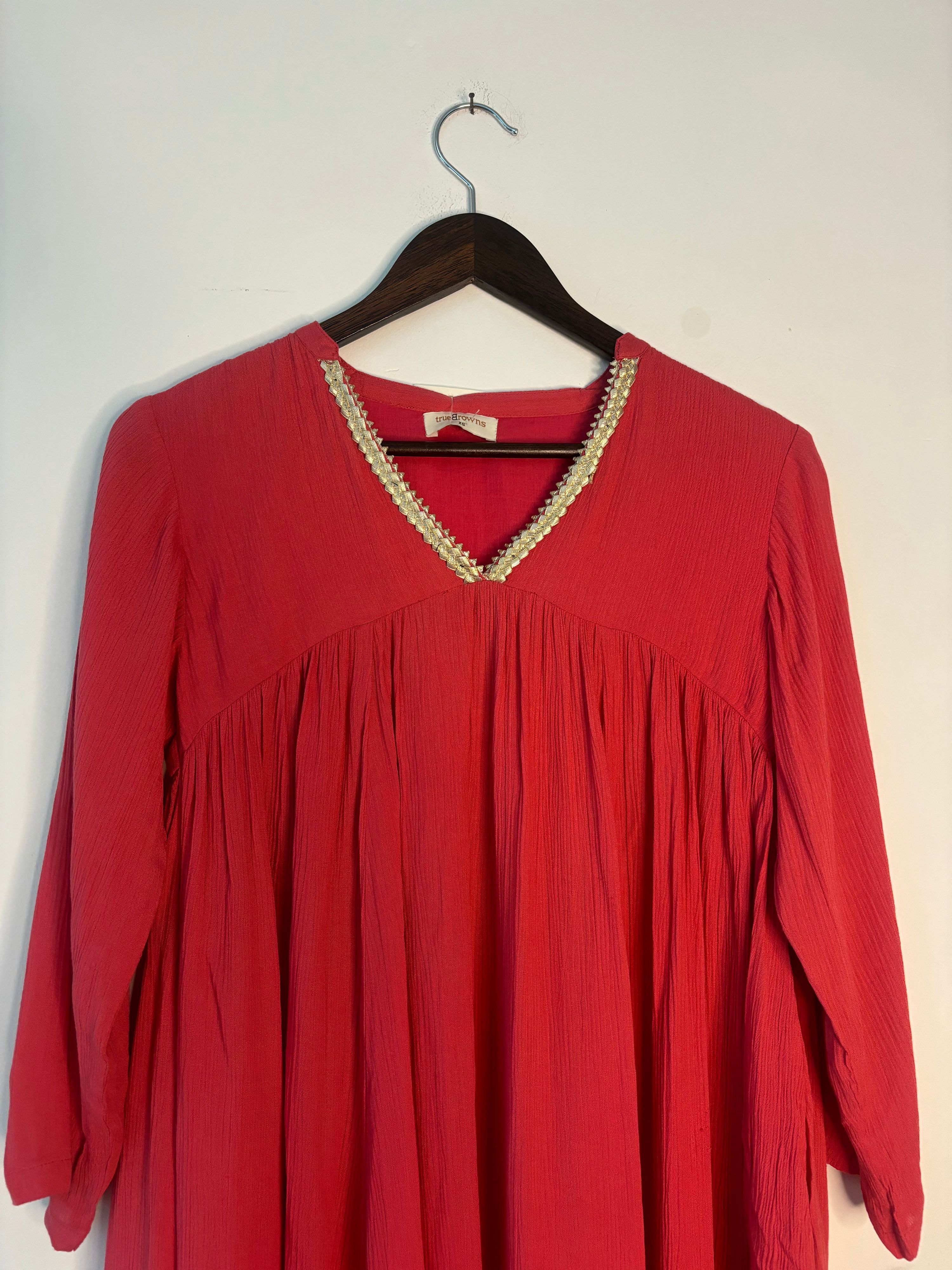 trueBrowns Peach Crinkle Top