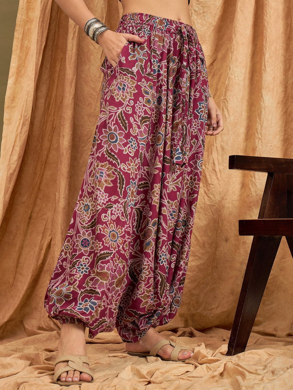 InWeave Burgundy Big Jaal Harem Pant