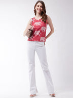 InWeave Red Elephant Sleeveless Top