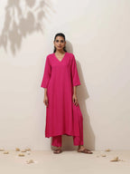 trueBrowns Pink Viscose Kurta Pant Set - Distacart