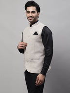 Even Apparels Men's Beige Pure Wool Nehru Jacket