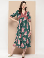 Ahalyaa Women Floral Printed Empire Ethnic Dress