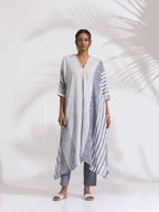 trueBrowns Off-White Cotton Multi Stripe Flared Kurta Set - Distacart