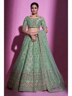 Myra Pista Green Gota Silk Embroidered Designer Lehenga Choli