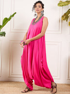 InWeave Pink Round Sleeveless Jumpsuit