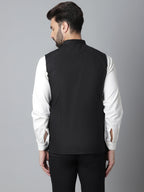 Even Apparels Men's Black Nehru Jacket With Welt Pockets