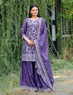 Yash Enterprise Alluring Sequence Embroidered Work Lavender Silk Readymade Salwar Suit - Distacart