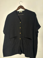 trueBrowns Black Slub Shirt Top