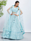 House of Panchhi Burgundy Chiffon Position Print With Sequins Embroidery Lehenga Choli & Dupatta