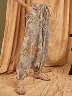 InWeave Beige Paisley Flower Harem Pant