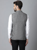 Even Apparels Men's Grey Pure Wool Nehru Jacket