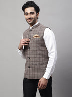 Even Apparels Men's Beige Pure Wool Nehru Jacket