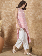 InWeave Pastel Peach Side Asymmetric Kurta Set