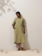 trueBrowns Fern Green Crochet Natural Cotton Kurta Pant Set - Distacart
