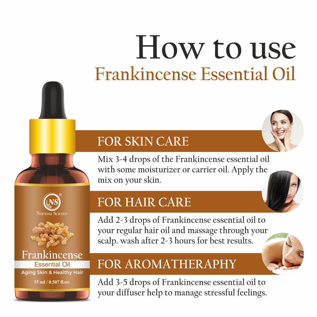 Nuerma Science Frankincense Essential Oil For Anti-Acne, Hair Care & Aromatherapy