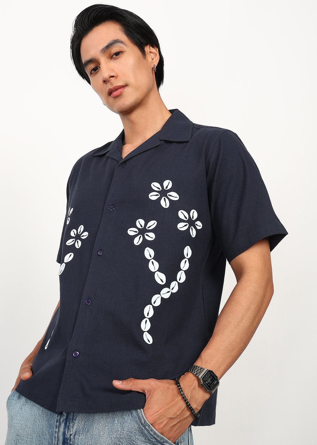 Fabmade Midnight Bloom Linen Shirt