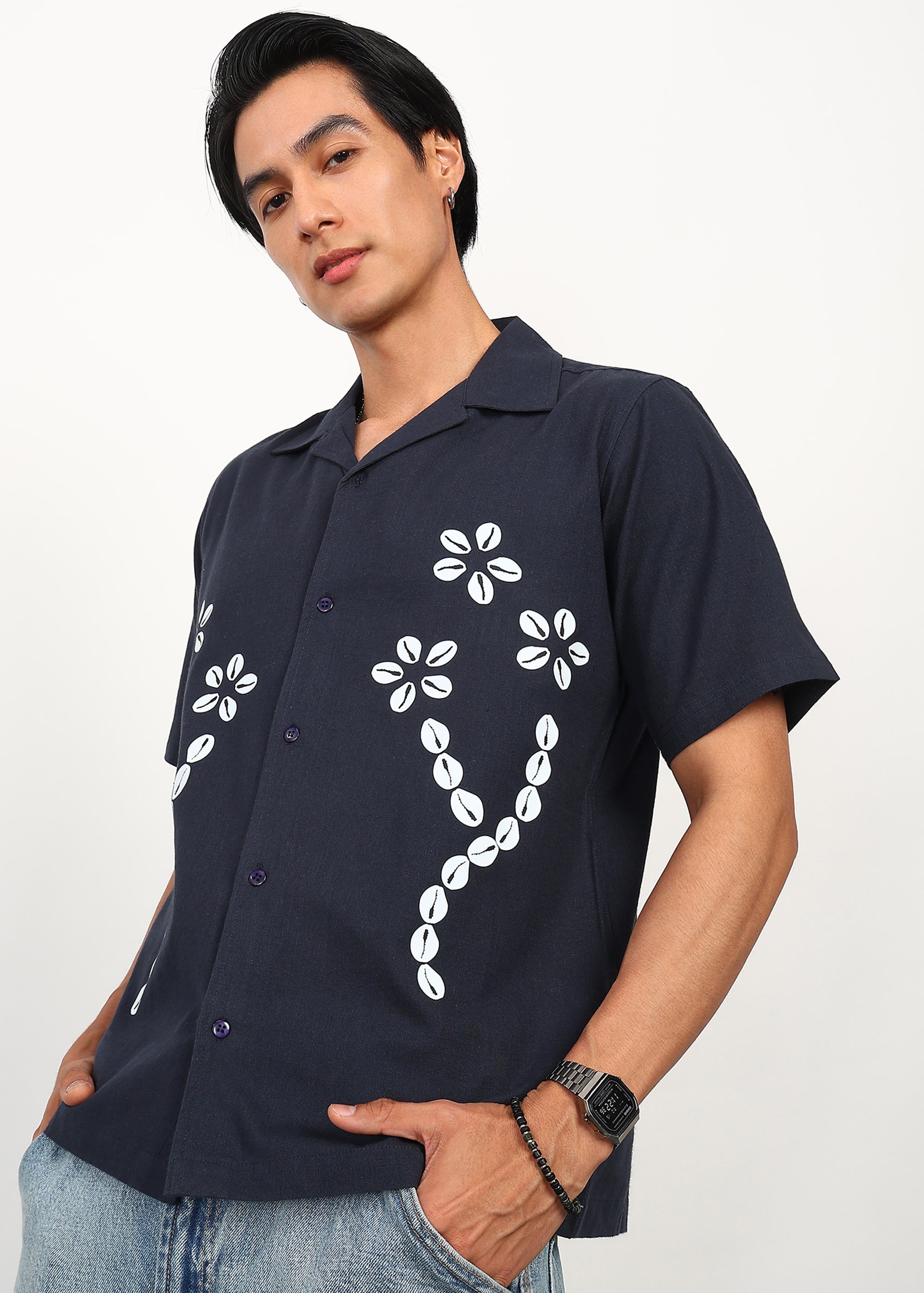 Fabmade Midnight Bloom Linen Shirt