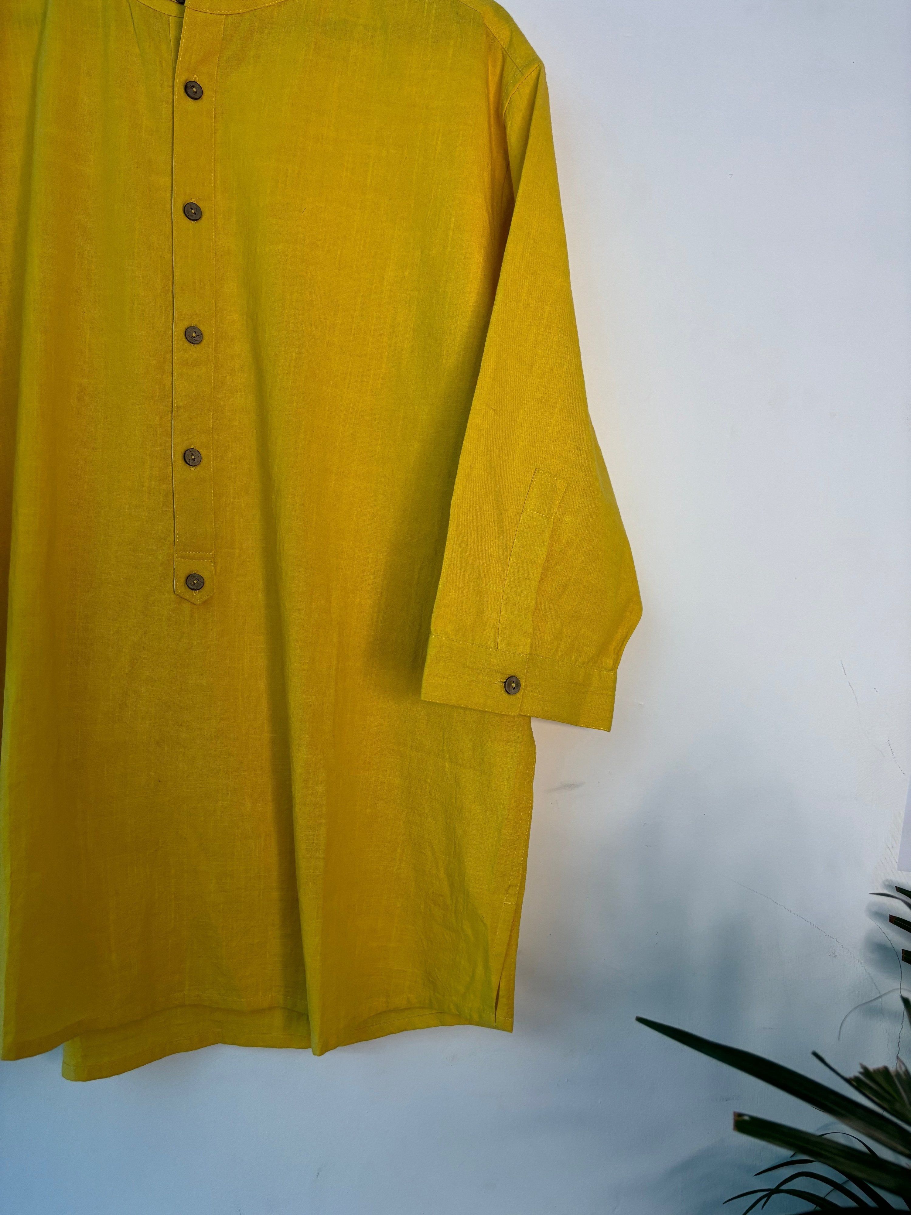 trueBrowns Yellow Slub Short Shirt