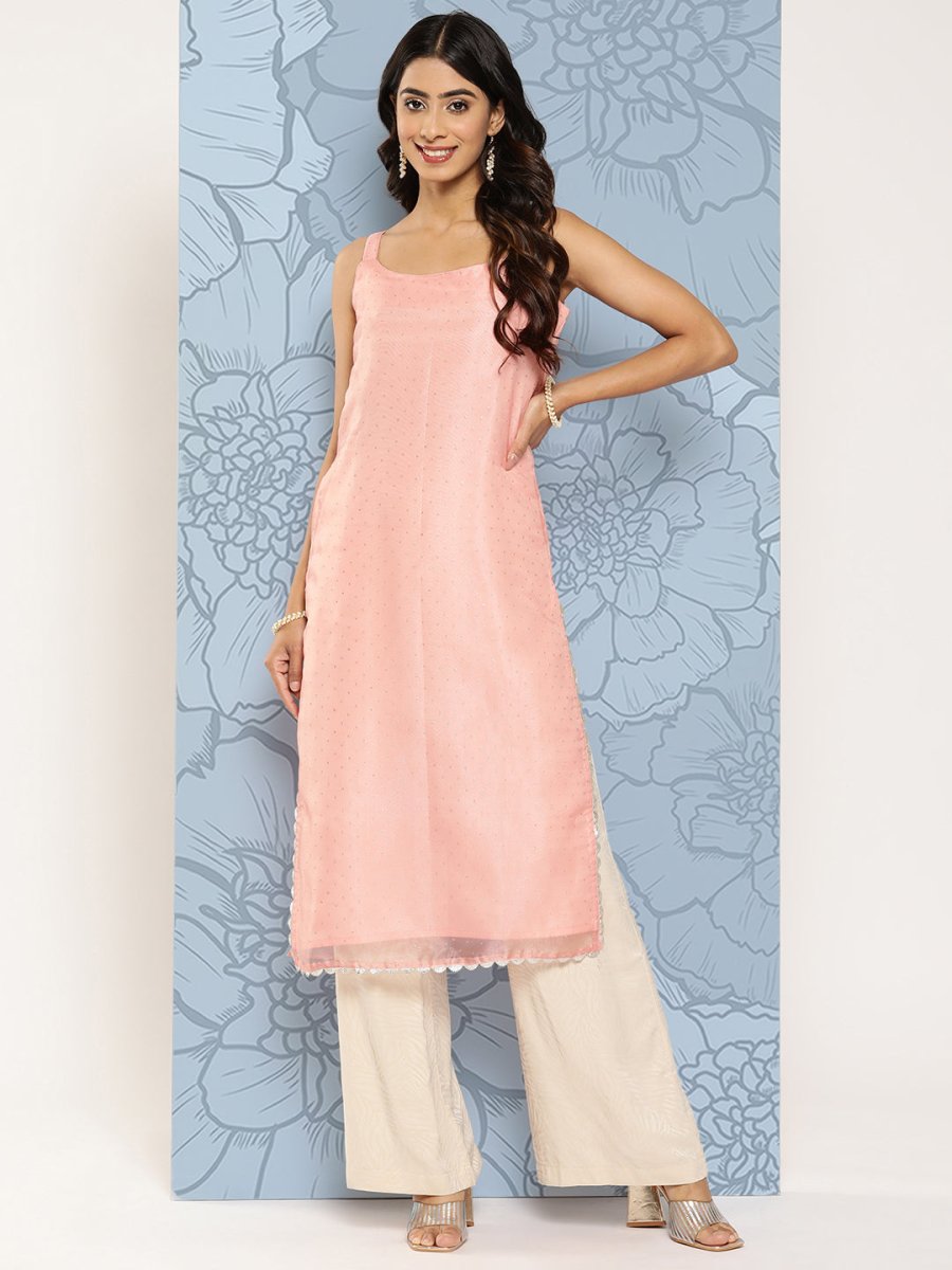 Ahalyaa Polka Dot Printed Organza Kurta