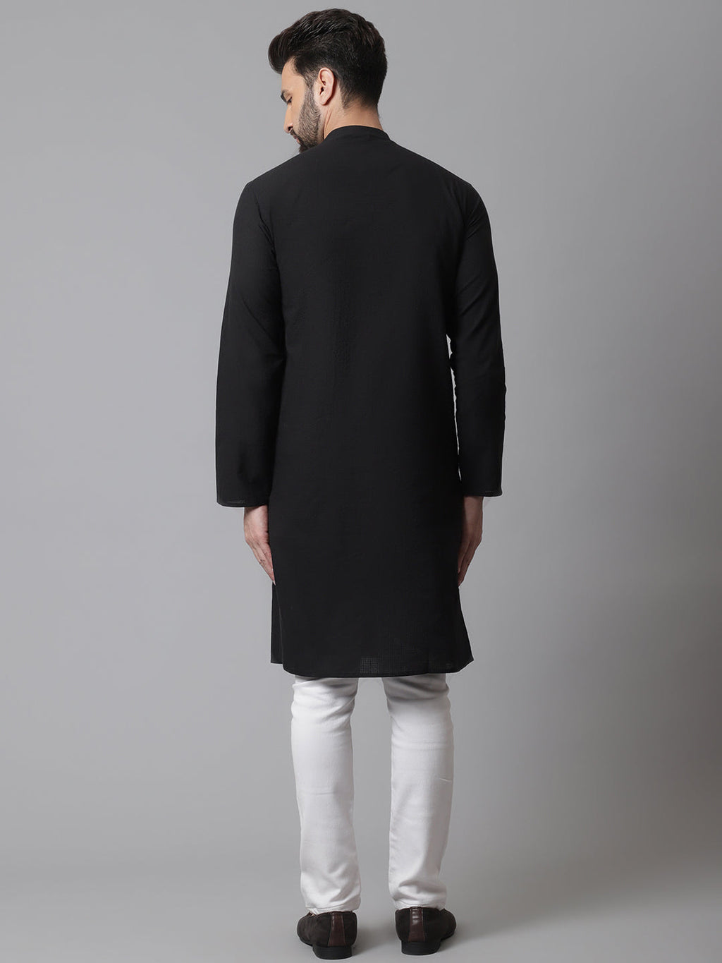Even Apparels Black Solid Kurta With Band Collar - Distacart