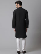 Even Apparels Black Solid Kurta With Band Collar - Distacart