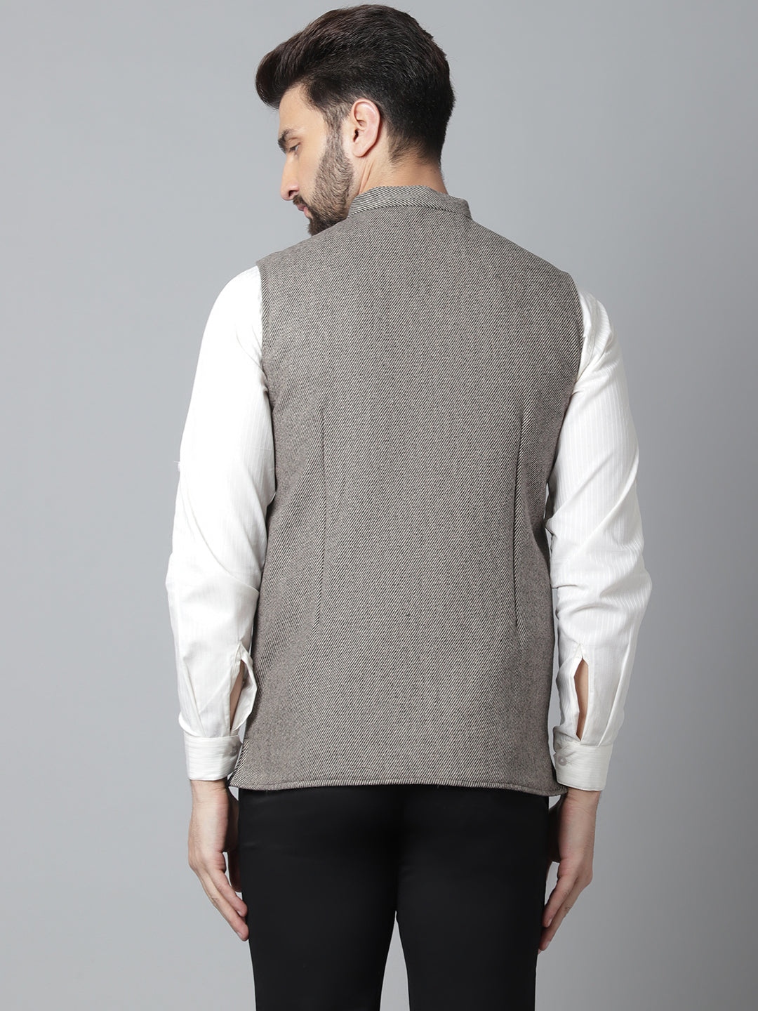 Even Apparels Men's Cream Pure Wool Nehru Jacket