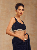 trueBrowns Midnight Blue Velvet Sleeveless Blouse