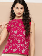InWeave Women's Fuchsia Brocade Halter Top