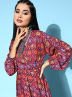 InWeave Women's Wine Edgy Print Dress - Distacart