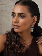 trueBrowns Silver Tone Oval Drop Earrings - Distacart