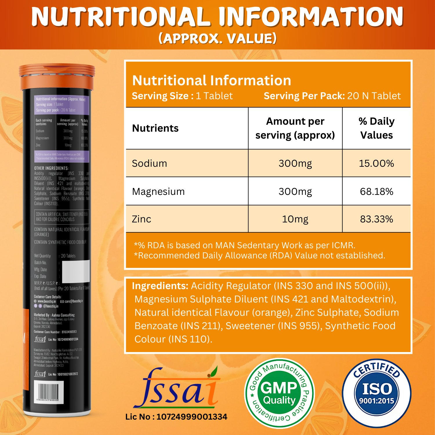 BOOSTIQ Magnesium Effervescent Tablets - Orange Flavour