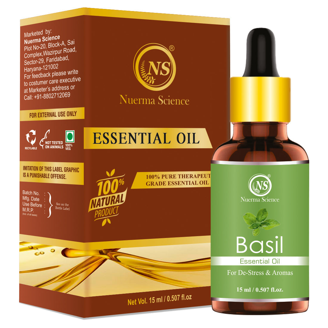 Nuerma Science Basil Essential Oil For Skin & Hair