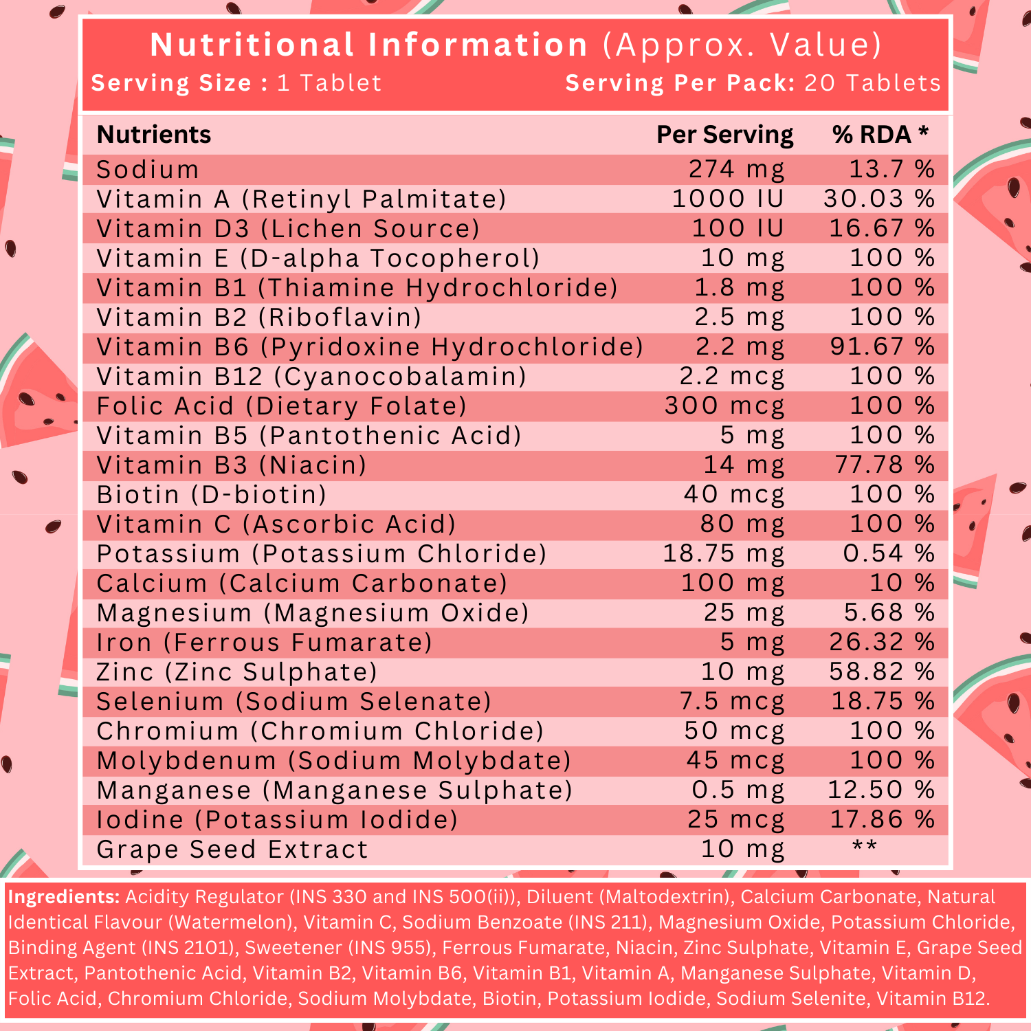 BOOSTIQ Multivitamin EEffervescent Tablets - Watermelon Flavour
