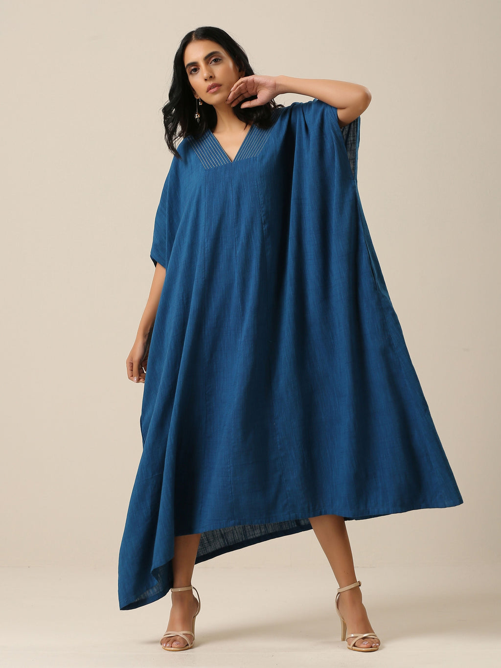trueBrowns Classic Blue Panel Kaftan dress - Distacart