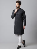 Even Apparels Black Solid Kurta With Band Collar - Distacart