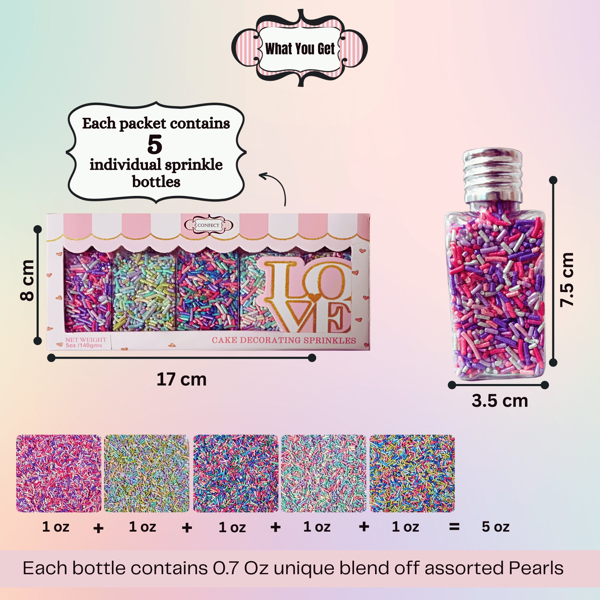 confect rainbow magic sprinkles mix colourful celebration sprinkles for cake decor 140 gms rainbow sprinkles 02
