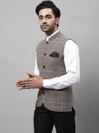 Even Apparels Men's Beige Pure Wool Nehru Jacket