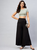InWeave Solid Black Palazzo - Distacart