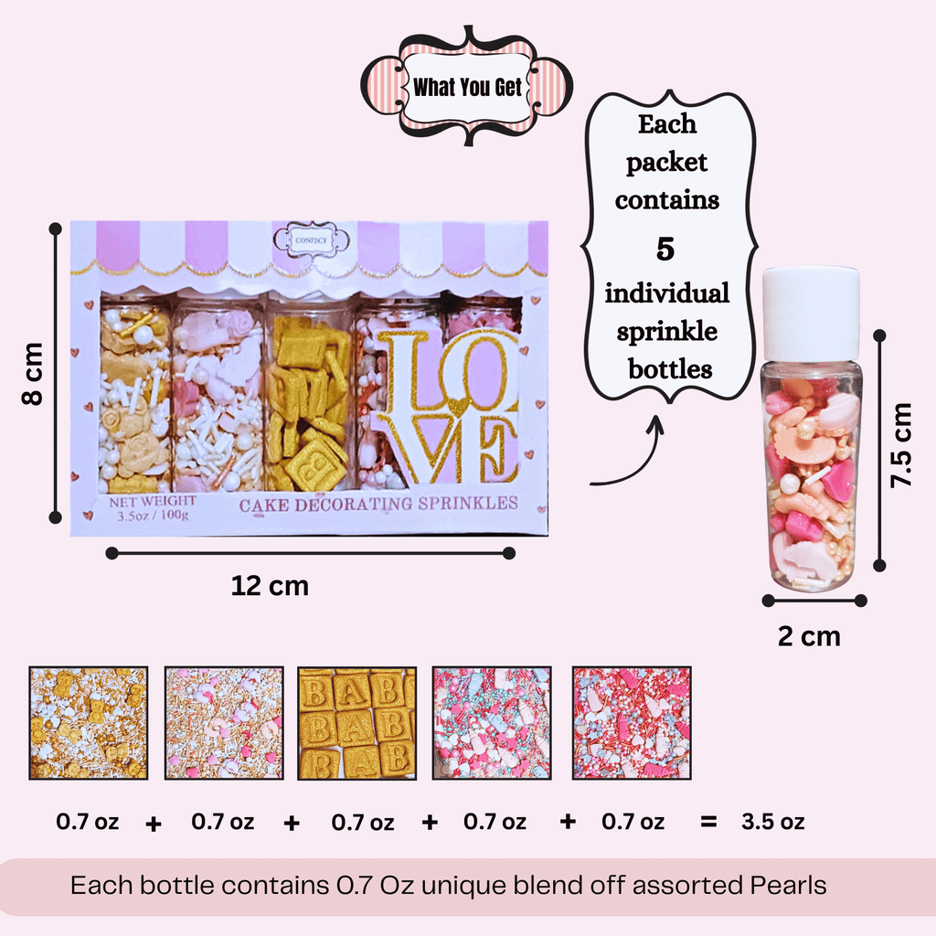 confect girls baby shower sprinkles edible sprinkles mix silver gold blush pink sprinkles pack of 5 baby shower 21