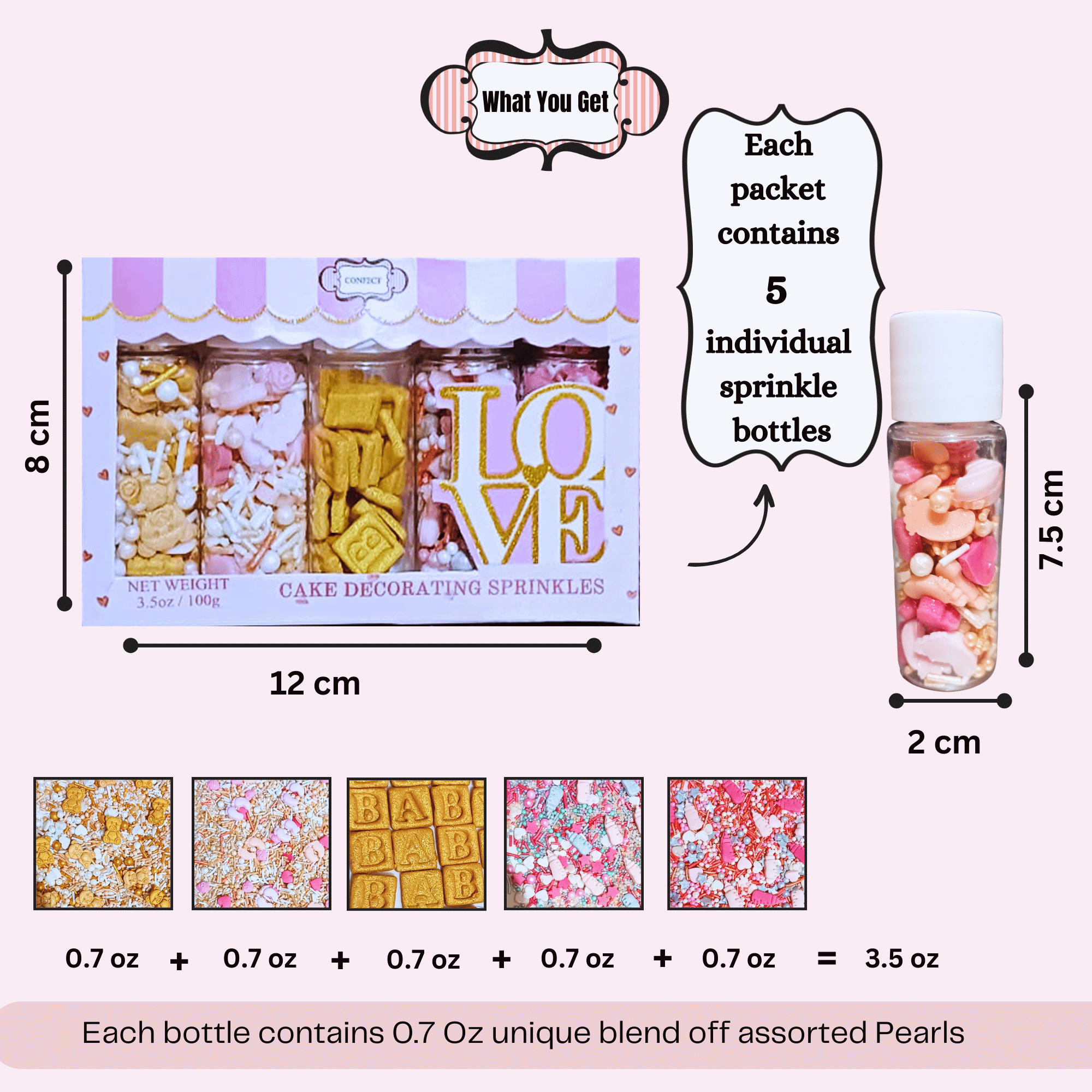 confect girls baby shower sprinkles edible sprinkles mix silver gold blush pink sprinkles pack of 5 baby shower 21